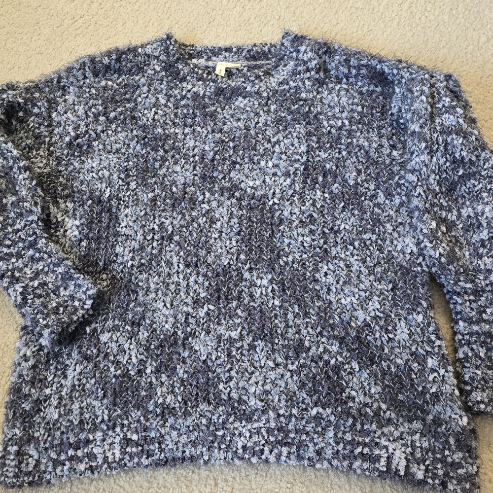 Moth Anthropologie Long Puff Sleeve Fuzzy Sweater Size Medium - Picture 2 of 8
